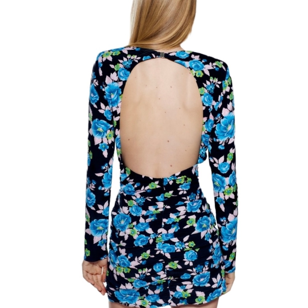 Zara Floral Print Mini Dress with Back Cutout Small
